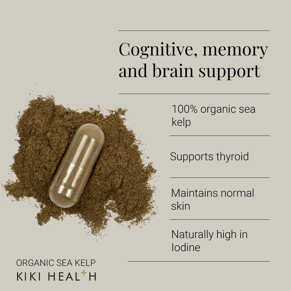 KIKI Health Organic Sea Kelp Iodine Supplement | Thyroid Support Natural Antioxidants | Immunity & Metabolism | Gluten- & GMO-Free, 90 Capsules, 500mg