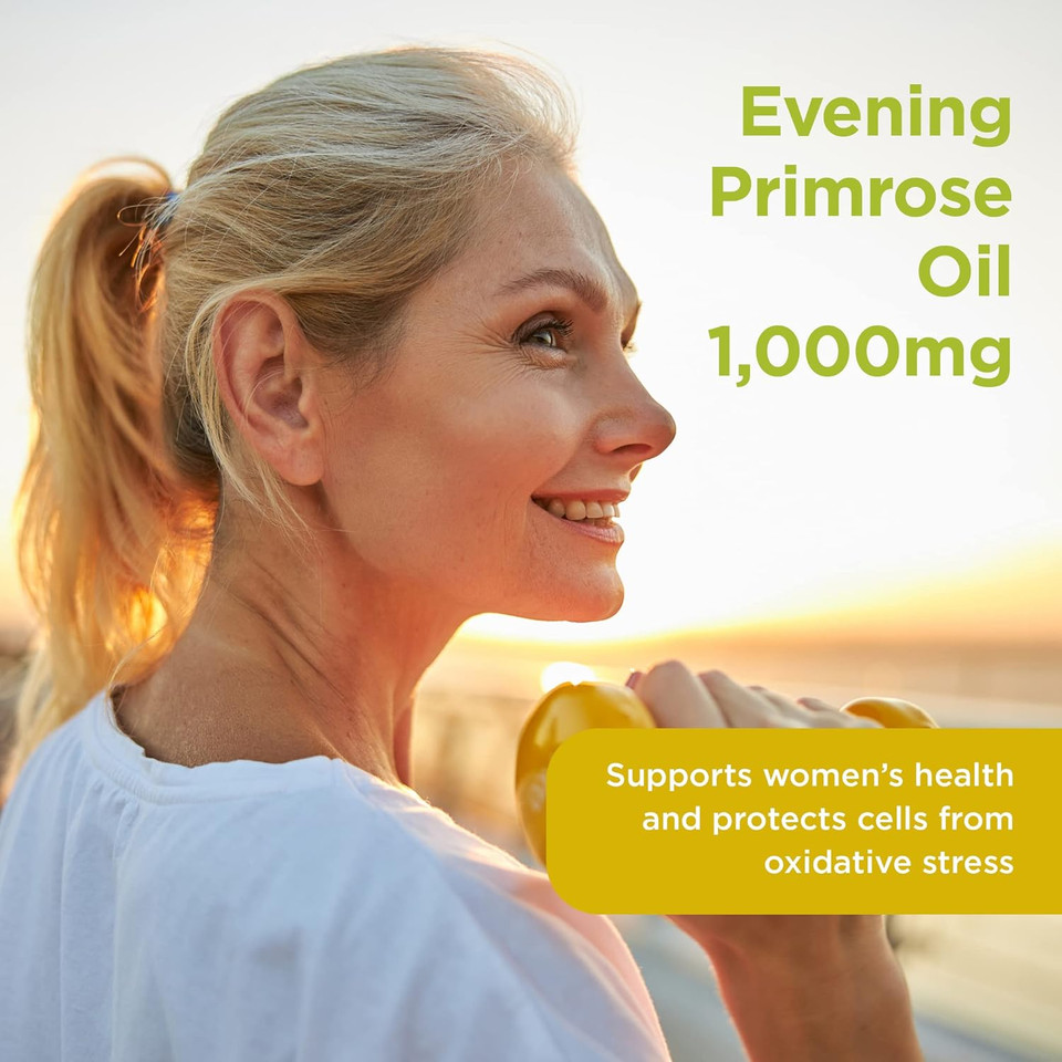 Healthspan Evening Primrose Oil | Support Women's Health | Helps Maintain Hormonal Balance | Rich Source of Omega 6 Fatty Acids | Added Vitamin E | Vegan (180 Capsules, 500mg)