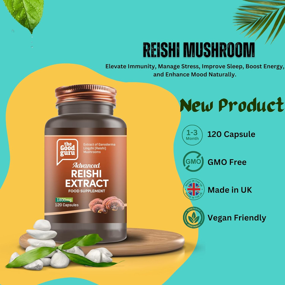 100% Organic Chaga Mushroom Extract -1800mg - 120 Vegan Capsules | Improve Immunity- Energy, Mental Focus and Stress Relief | by Good Guru, Chaga Mushroom Extract