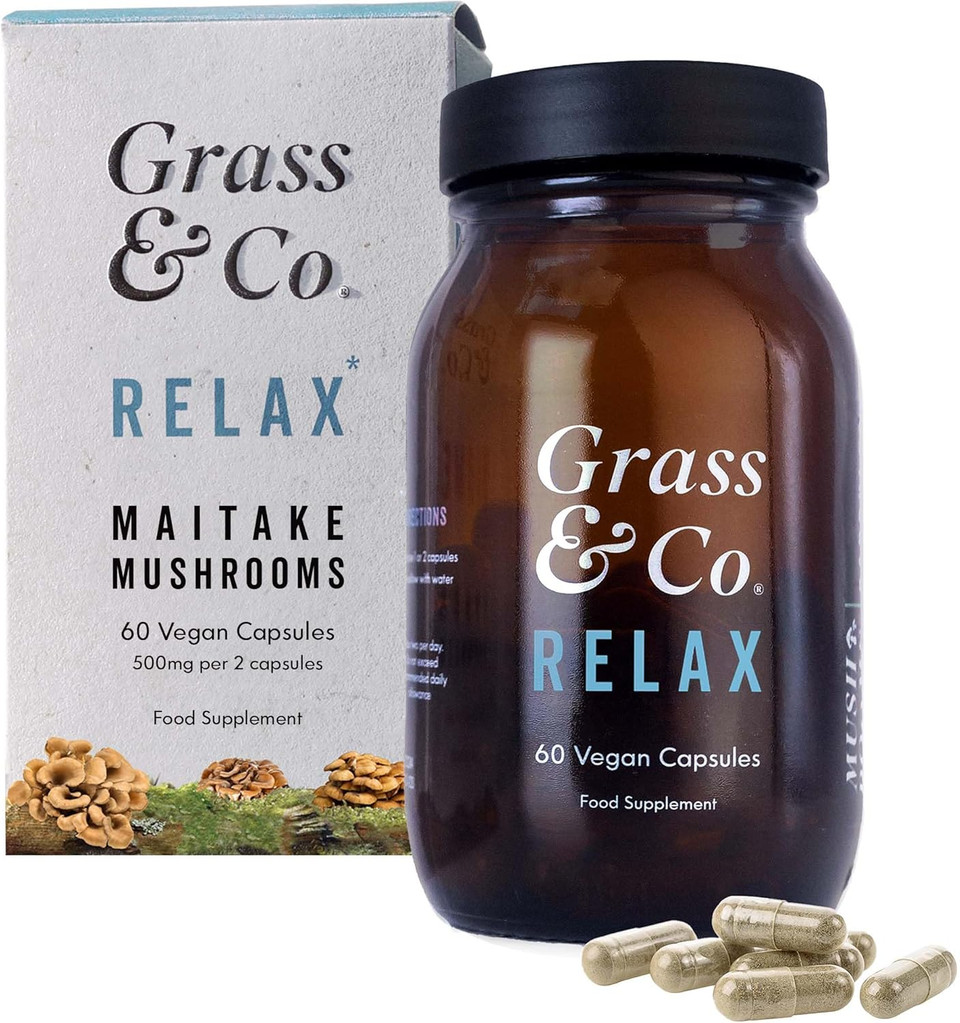 Grass & Co. | Relax Maitake & Magnesium Capsules | 60 Capsules | Supports Stress Relief & Calm | Ashwagandha, Vitamin B6 & Maitake Mushroom Extract