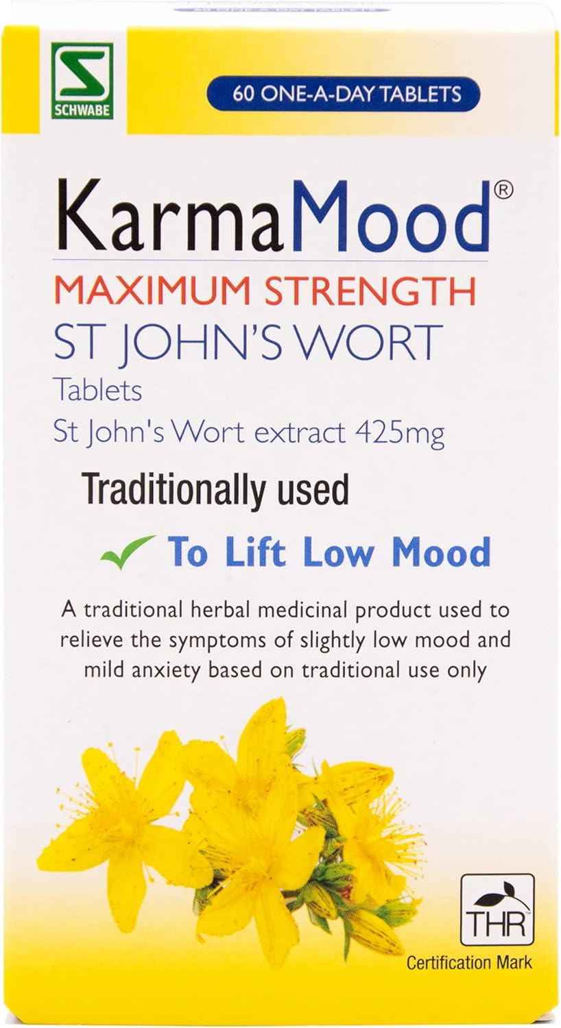 Schwabe KarmaMood Maximum Strength - St John's Wort Extract 425mg - Traditional Herbal Medicinal Product - 60 Tablets