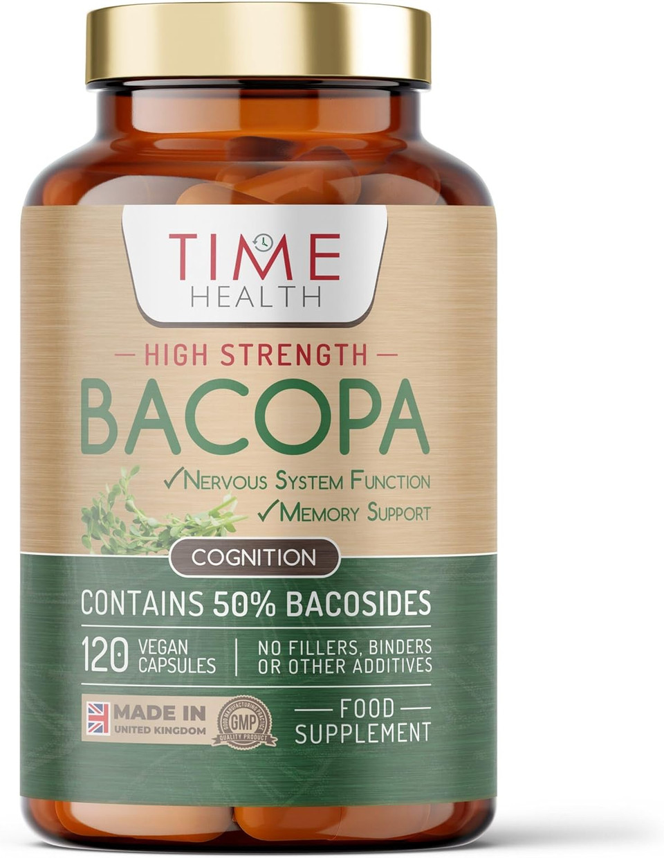 Bacopa Monnieri High Strength 50% bacosides - Zero Additives - Pullulan (120 Capsule Bottle)