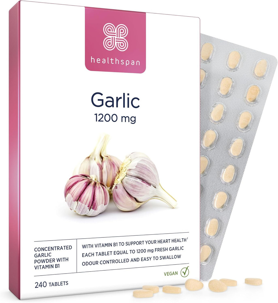 Healthspan Garlic 1,200mg (240 Tablets) |Supports Heart Health & The Respiratory System | Maintains Normal Cholesterol Levels | Added Vitamin B1 | Odour-Controlled & Easy to Swallow | Vegetarian