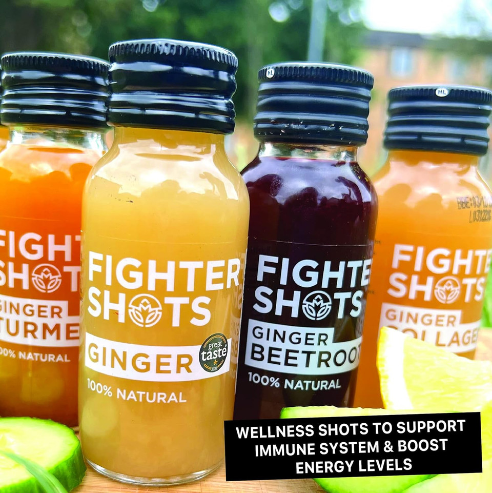 Fighter Shots Mixed Pack (12x60ml)| Ginger, Ginger Turmeric, Ginger Collagen & Ginger Beetroot | 100% Natural | Perfect Morning/Post Workout Pick Me Up | No Preservatives