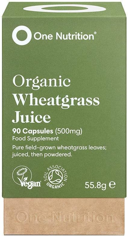 One Nutrition Wheatgrass Juice Capsules  Natures Multivitamin  Juiced Then Powdered for Maximum Nutrient Density  Source of Vitamin B12, Iron, Calcium & Magnesium - 90 Capsules