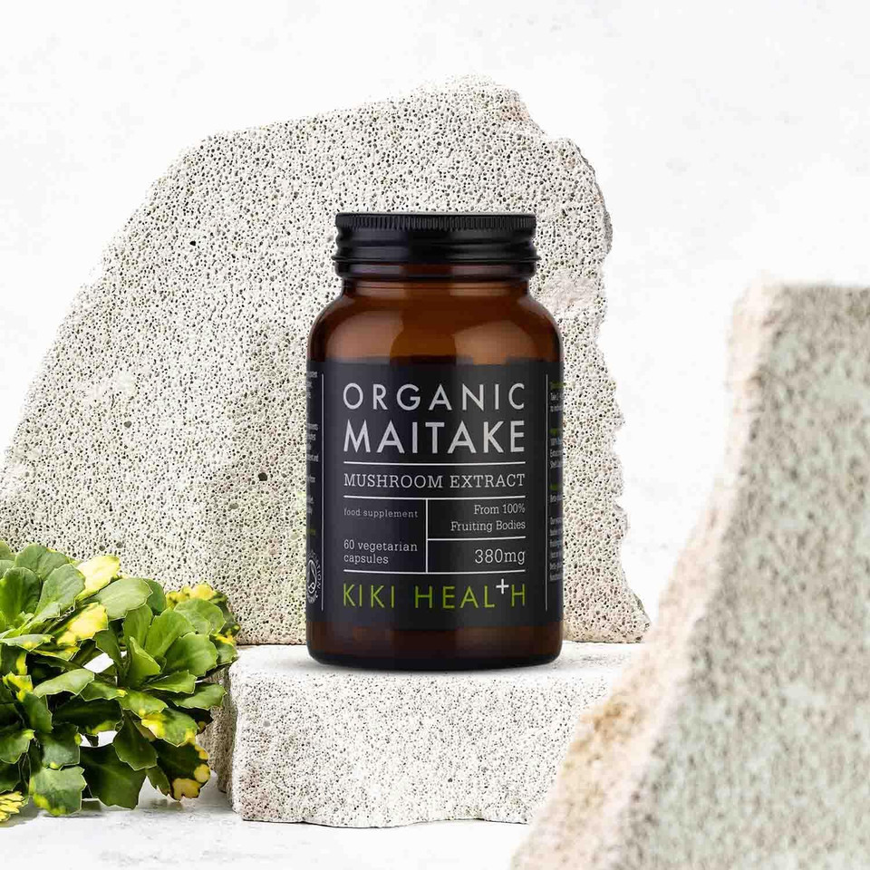 KIKI Health - Organic Maitake, Full-Spectrum Mushroom Extract - Standardised to 50% Polysaccharides - Made from 100% Fruiting Bodies - Natural Extract - 60 Veg Capsules