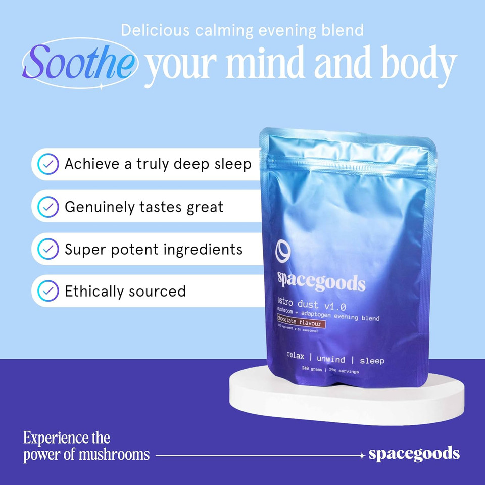 Spacegoods Astro Dust 240g e, 30 Servings, Contains Magnesium and Ashwagandha, Relax Unwind & Sleep Deeply, Soothe Body & Mind, Chocolate Flavour