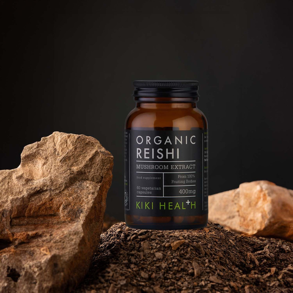 KIKI Health - Organic Reishi Mushroom Extract Capsules 400mg - High Potency - from 100% Fruiting Bodies - 50% Beta-Glucan Rich Polysaccharides - Vegan Friendly - 60 Capsules