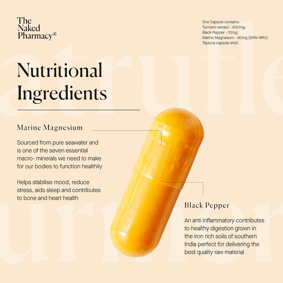 The Naked Pharmacy | Natruflex | Joint & Muscle | Aids Sports Performance | Natural Turmeric and Black Pepper Capsules | High Strength | No Additives | Vegan | 60 Capsules