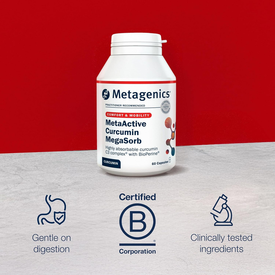Metagenics MetaActive Curcumin MegaSorb - High Potency - with Black Pepper Extract - Helps Support Joints and Mobility - 60 Capsules