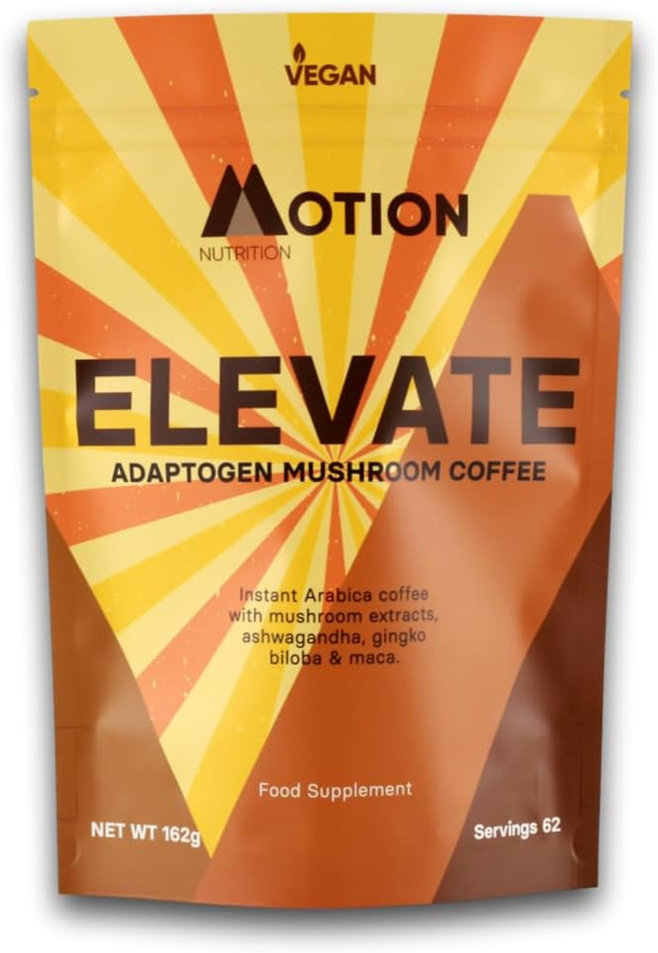 Motion Nutrition Elevate Adaptogen Coffee- Instant Lion's Mane Mushroom Coffee Blend with Chaga, Reishi, Maca, Ashwaganda & Gingko Biloba (162g) Motion Nutrition Elevate Adaptogen Coffee- Instant Lion's Mane Mushroom Coffee Blend with Chaga, Reishi, Maca, Ashwaganda & Gingko Biloba (162g)