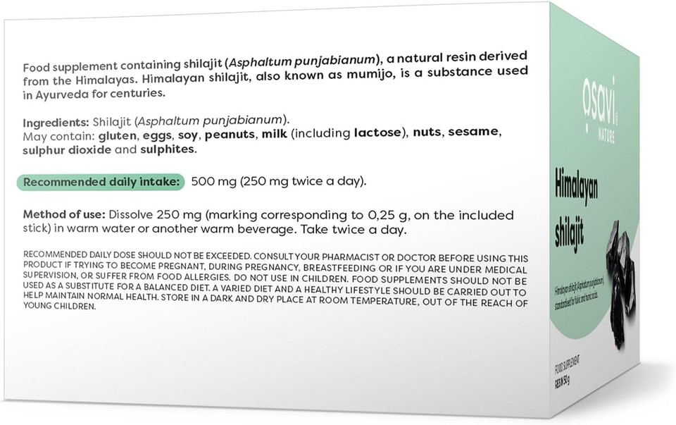 Osavi Himalayan Shilajit  50 g Resin | 100% Natural Shilajit from The Karakoram & Zanskar Mountains | Rich in Fulvic & Humic Acids for Vitality & Wellness | Eco-Friendly Packaging