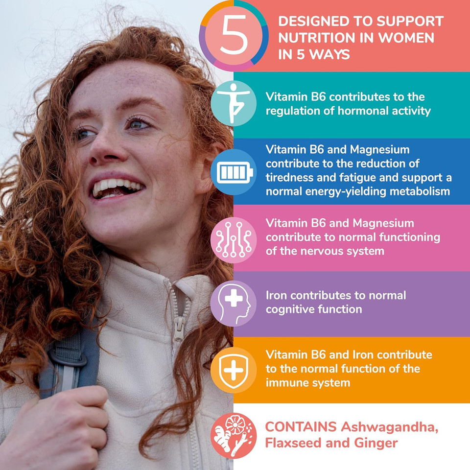 Health & Her Premenstrual Supplements for Women - with Ashwagandha, Flaxseed and Ginger Root - 3 Month Supply, 180 Capsules - Vegan & Gluten Free