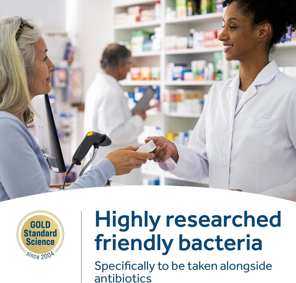 Optibac Probiotics for Those on Antibiotics - Vegan Digestive Probiotic Supplement with 4.5 Billion Bacterial Cultures - Researched Alongside Antibiotics - 10 Capsules