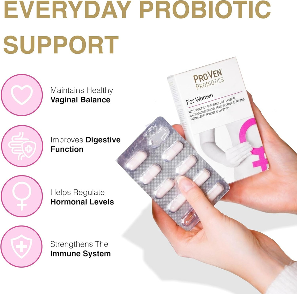 Pro-Ven Probiotics for Women Intimate Flora, Gut Health & Hormone Support 17.5 Billion CFU Clinically Tested Friendly Bacteria 30 Capsules