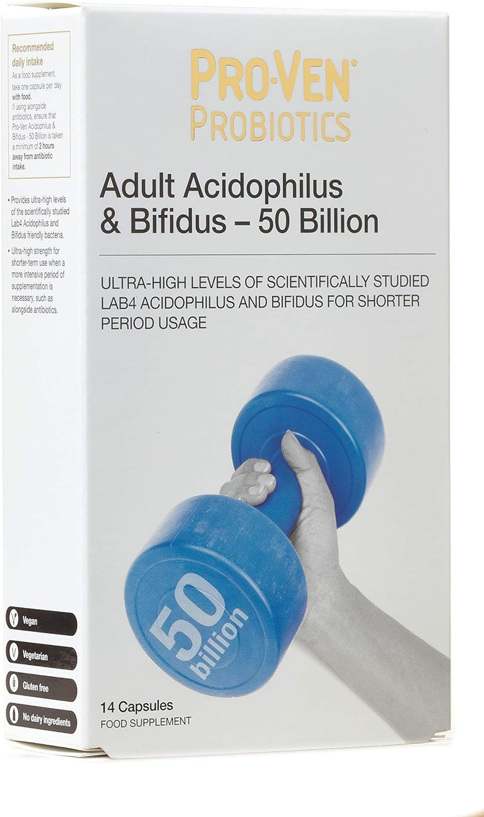 Proven Probiotics Adult Acidophilus and Bifidus 50 Billion Capsules, 14-Count