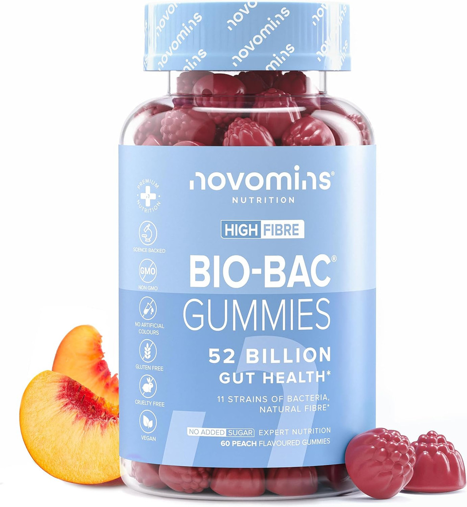 Probiotic Gummies  Bio-Bac 50 Billion CFU Probiotics for Gut Health 11 Strains of Live Bacteria - Pro Biotics for Gut Health Probiotic Supplements for Men and Women - Novomins