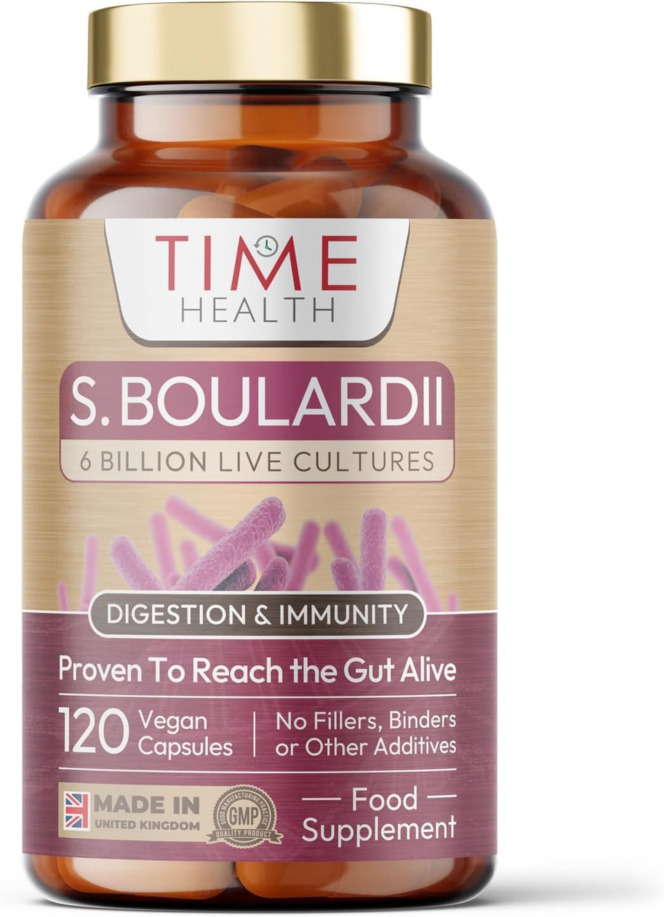 New: Saccharomyces Boulardii Probiotic  6 Billion CFU 120 Capsules  Travel Ready S Boulardii (No Refrigeration Required)  Proven to Reach The Gut Alive  Vegan  GMP  UK Supplement