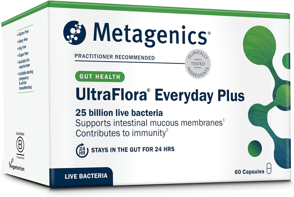 Metagenics - UltraFlora Everyday Plus - Dairy Free Probiotic - 25 Billion Live Bacteria with Vitamin A & D - Supports Microflora Balance - 30 Capsules
