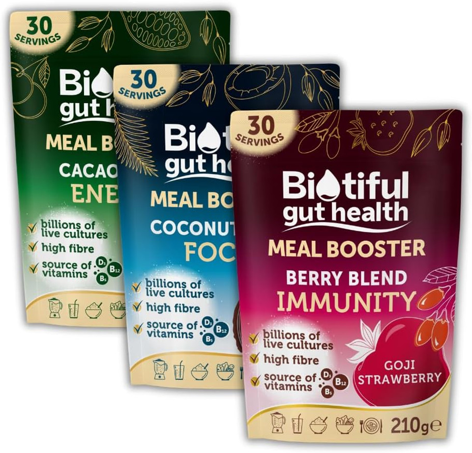 Biotiful 7-in-1 Gut Health Powder  High in Prebiotics & Probiotics for Digestive Health  Source of Protein & Vitamins (B5, B12, D3)  Affordable Everyday Price  Immunity, Focus, Energy, 90 Servings