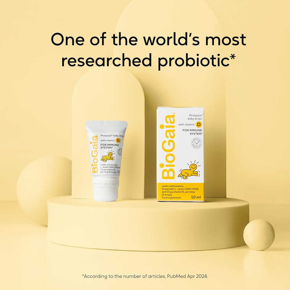 BIOGAIA Protectis Baby Drops with Vitamin D | Lactobacillus Reuteri Probiotic Supplement for Newborns, Infants & Babies | for Digestive and Immune System, Helps Relieve Tummy Gas and Discomfort