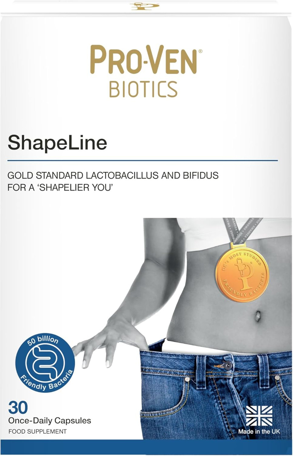 Pro-Ven Probiotics ShapeLine | Supports a 'shapelier You' | As seen in Daily Mail | 50 Billion CFU | Gut Health Supplement | 30 Capsules