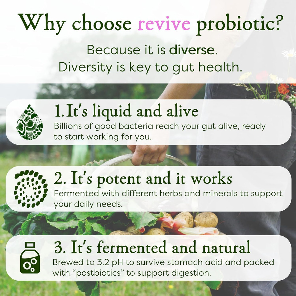 MICROBZ Revive Liquid PROBIOTIC  Bio Culture Complex Probiotics for Gut Health & Digestive Support Supplement, Multi Strain Live Friendly Bacteria for Women, Men & Kids | 1 Month Supply MICROBZ Revive Liquid PROBIOTIC  Bio Culture Complex Probiotics for Gut Health & Digestive Support Supplement, Multi Strain Live Friendly Bacteria for Women, Men & Kids | 1 Month Supply
