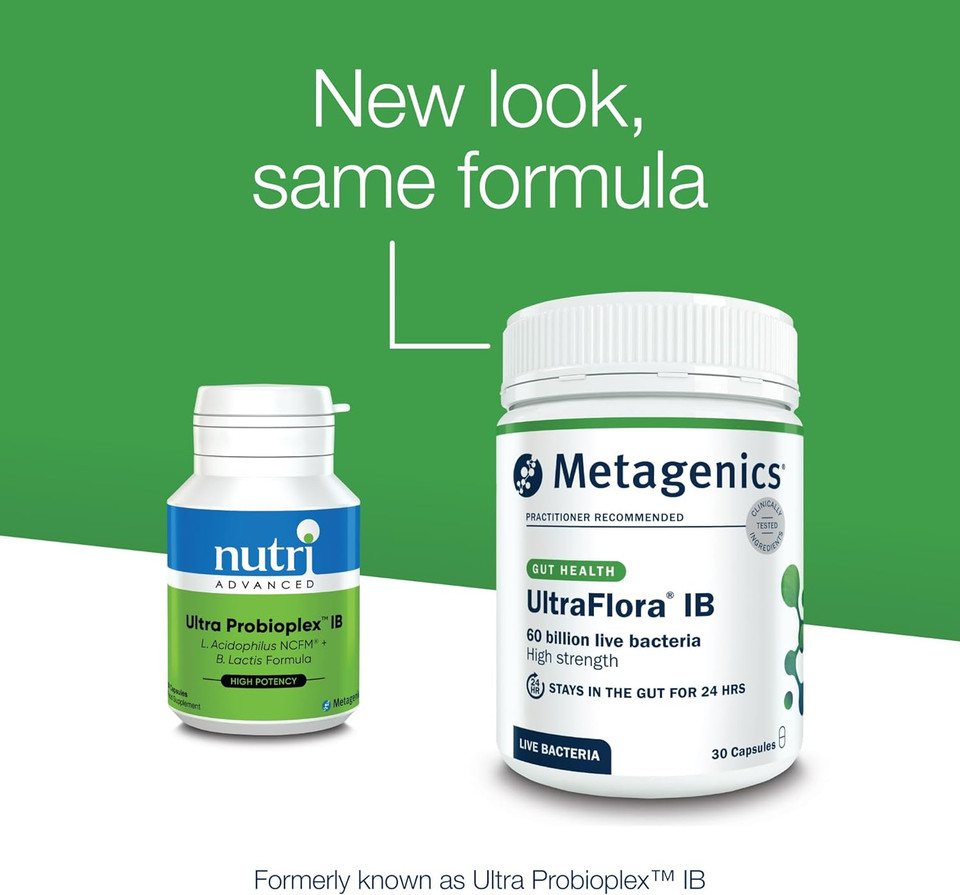 Metagenics UltraFlora IB - Daily Probiotic - 60 Billion Live Bacteria with Vitamin D - Supports Digestive and Immune Support - 30 Capsules