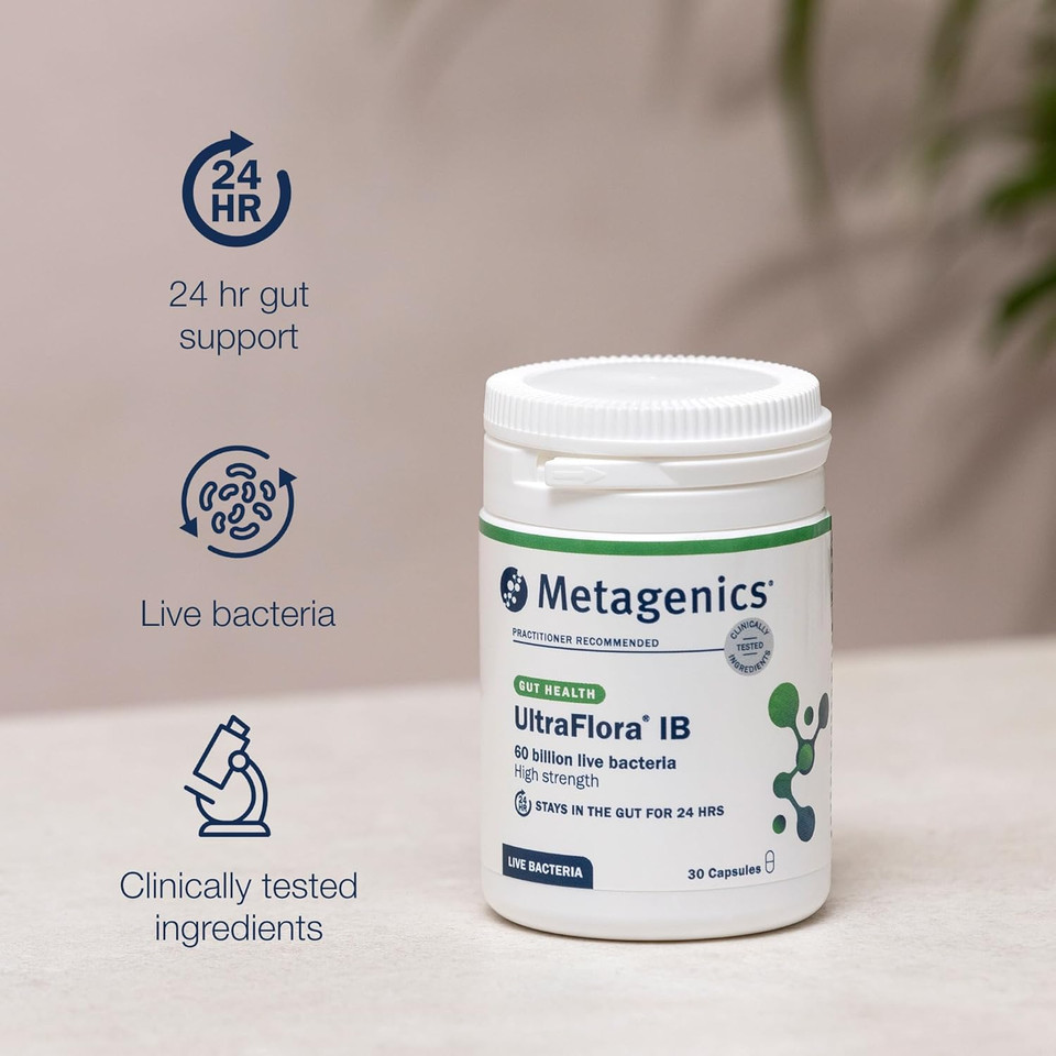 Metagenics UltraFlora IB - Daily Probiotic - 60 Billion Live Bacteria with Vitamin D - Supports Digestive and Immune Support - 30 Capsules