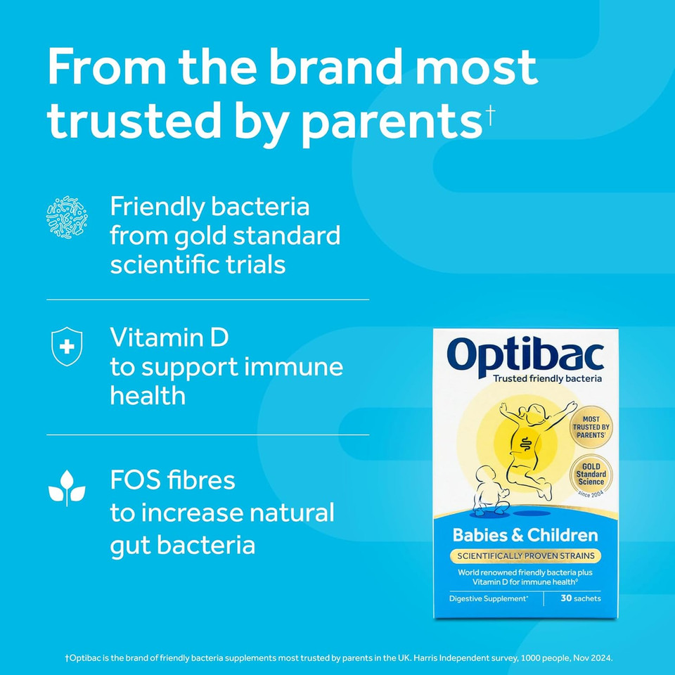 Optibac Probiotics Babies & Children - Probiotic for Immune System Support with Vitamin D Booster & 3 Billion Bacterial Cultures - 90 Sachets