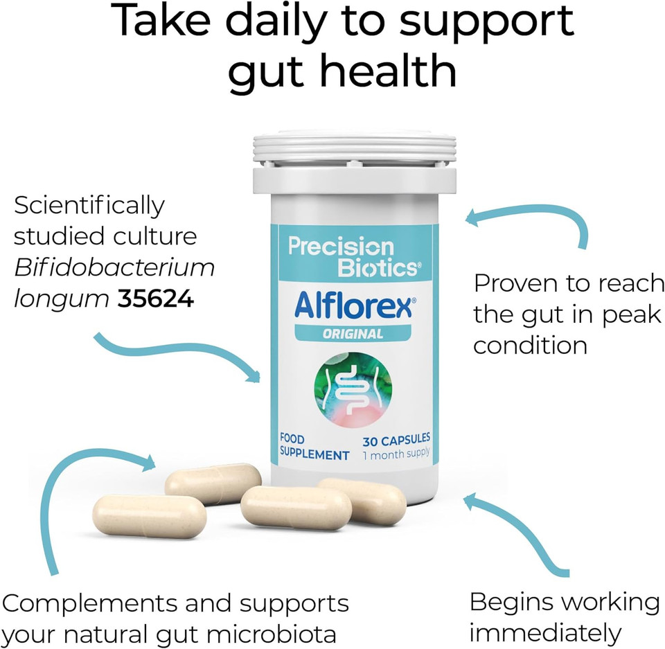 Alflorex Original 12 Week Plan - Daily Gut Health Probiotics Supplement with Unique Bifidobacterium Longum Bacteria Strain 35624 - Bacterial Cultures - 90 Capsules