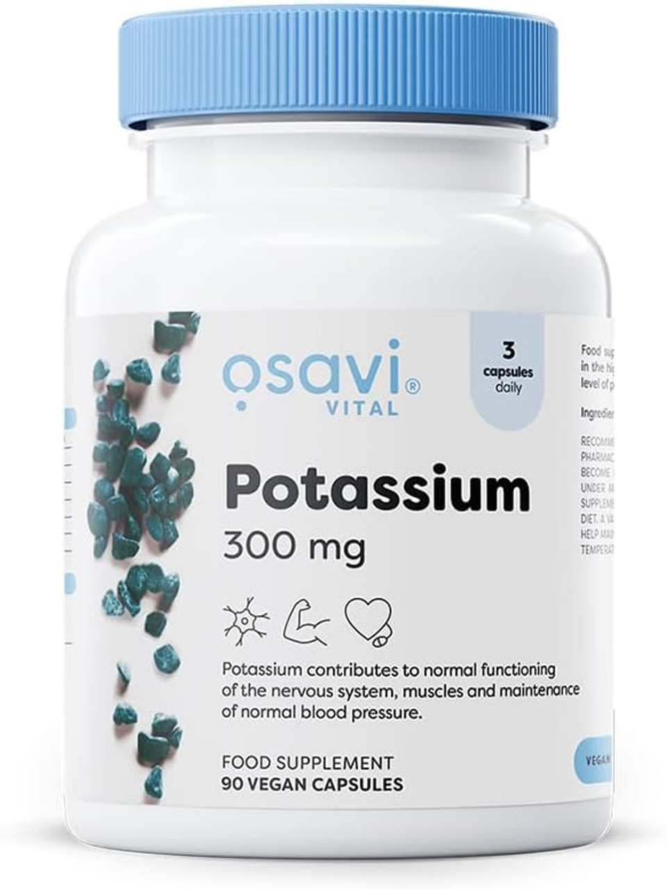 Osavi Potassium 300mg  90 Vegan Capsules | Highly Absorbable Potassium Citrate for Nervous System, Muscle Function, and Blood Pressure Support | Clean Label, Vegan Friendly