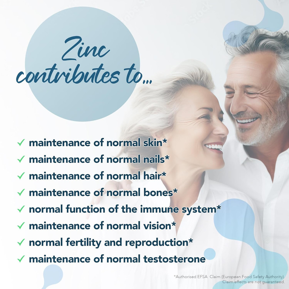 Zipvit Zinc 25mg Pouch, 12 Months Supply, Recommended Dose Zinc Supplement, Supports Hair, Skin, Nails, Bones & Vision, Promotes Immunity, Fertility & Reproduction for Men & Women, 360 Vegan Tablets