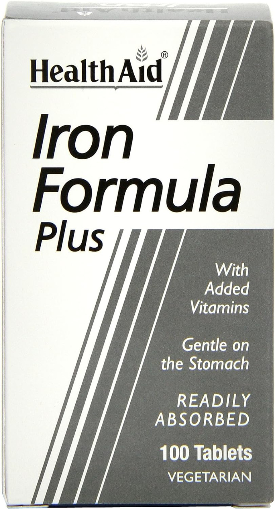 HealthAid Iron Formula Plus - 100 Count (Pack of 1) Vegetarian Tablets