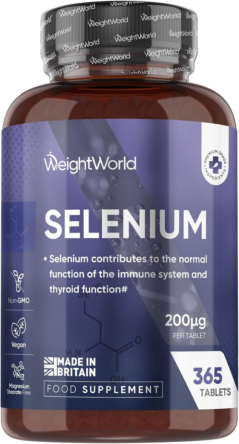 Selenium Supplements | 200mcg (40mg L-Selenomethionine) | 365 Selenium Tablets | 1 a Day | 8mm Tablet | Vegan & Non-GMO | Magnesium Stearate Free
