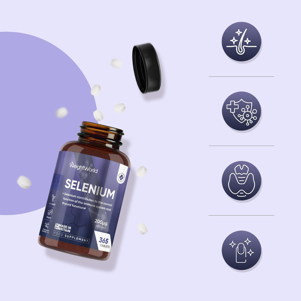 Selenium Supplements | 200mcg (40mg L-Selenomethionine) | 365 Selenium Tablets | 1 a Day | 8mm Tablet | Vegan & Non-GMO | Magnesium Stearate Free