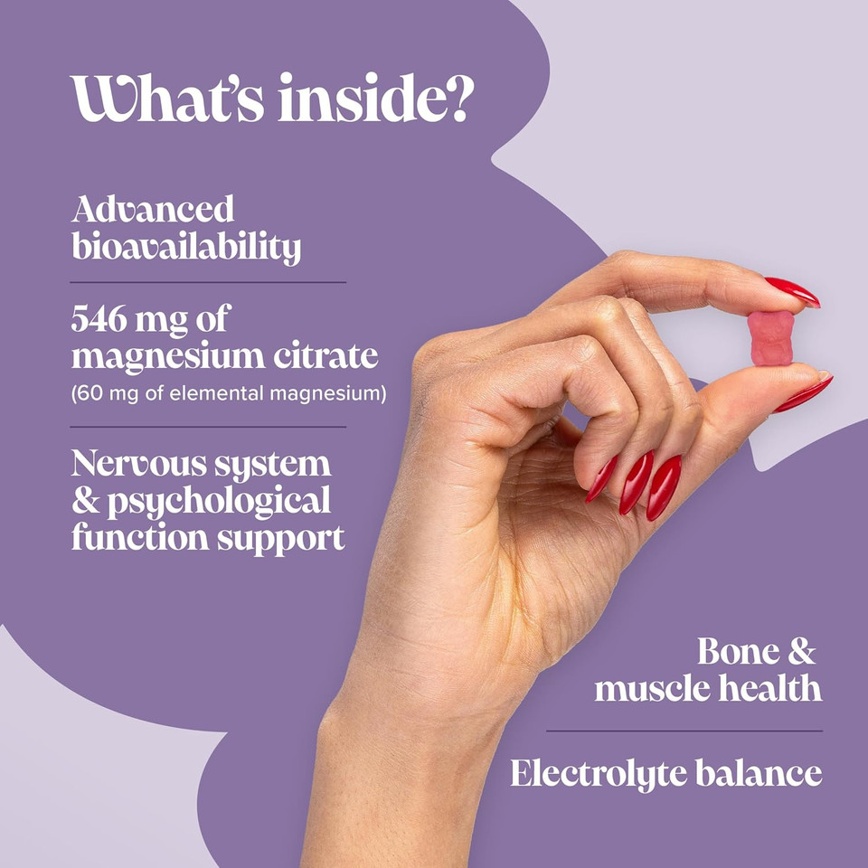 Kids Magnesium Gummies  1 Month Supply  546 Mg Magnesium Citrate Providing 60 mg, Alternative to Magnesium Glycinate  30 Chewable Vitamins Vegan Childrens Supplements - by Novomins