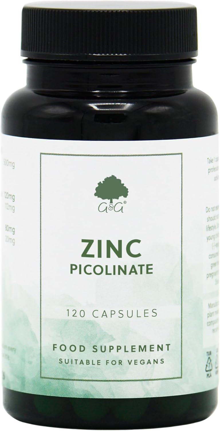 Zinc Picolinate - 22mg Elemental Zinc per Capsule - 120 Vegan Capsules - Chelated for Improved Absorption - Non-GMO, Made in The UK by G&G Vitamins