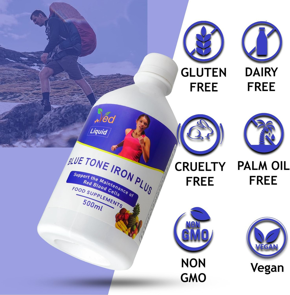 Ved Natural Liquid Iron Supplement, Mix Fruit Flavour with Vitamin C, High Absorption, Enhances Energy and Boost Immunity, Men Women, Gentle On The Stomach, 25 Day Supply