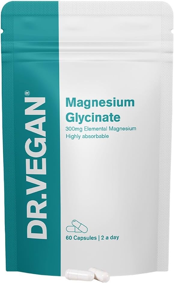 DR.VEGAN Daily Magnesium Glycinate Complex 1500mg | Provides 300mg of Pure Elemental Magnesium | Fatigue, Mood and Muscle Recovery | 60 Vegan Capsules | Two-A-Day