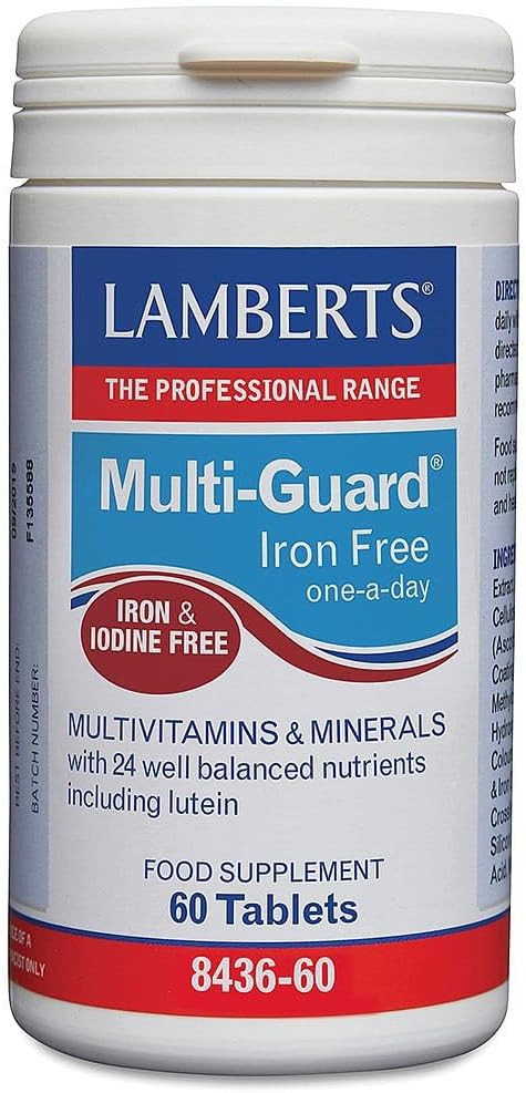 Lamberts Multi-Guard Iron Free 60 Tablets  High Strength Multivitamin Without Iron or Iodine  with B Vitamins