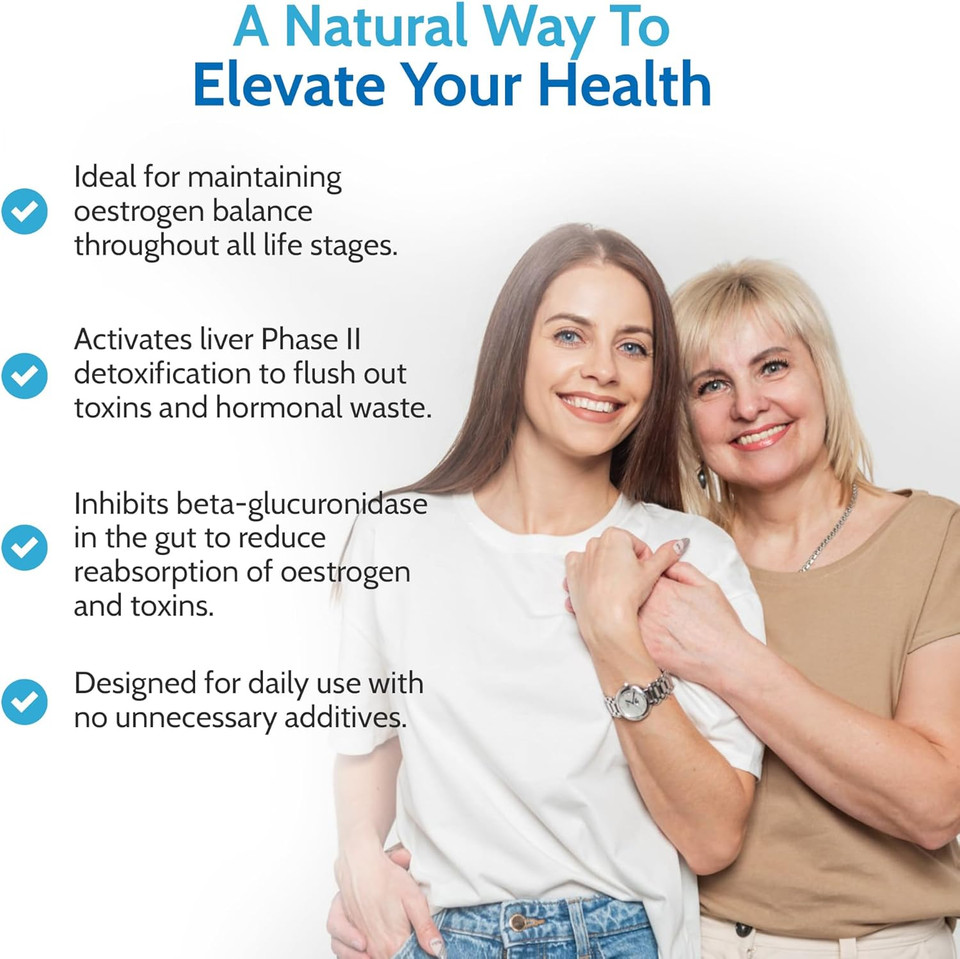 Health4All Calcium D-Glucarate 500mg - Oestrogen Supplements for Women and Men - Hormone Balance Support - 90 Vegan Capsules