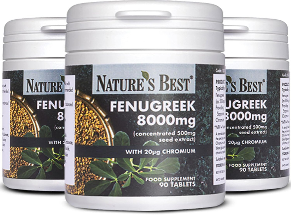 Fenugreek 8000mg, Added Chromium to Support Blood Glucose Levels | 500mg Seed Extract, and 250mg of Active saponins | High Strength | 90 Vegan Tablets, 2 a Day | UK Made
