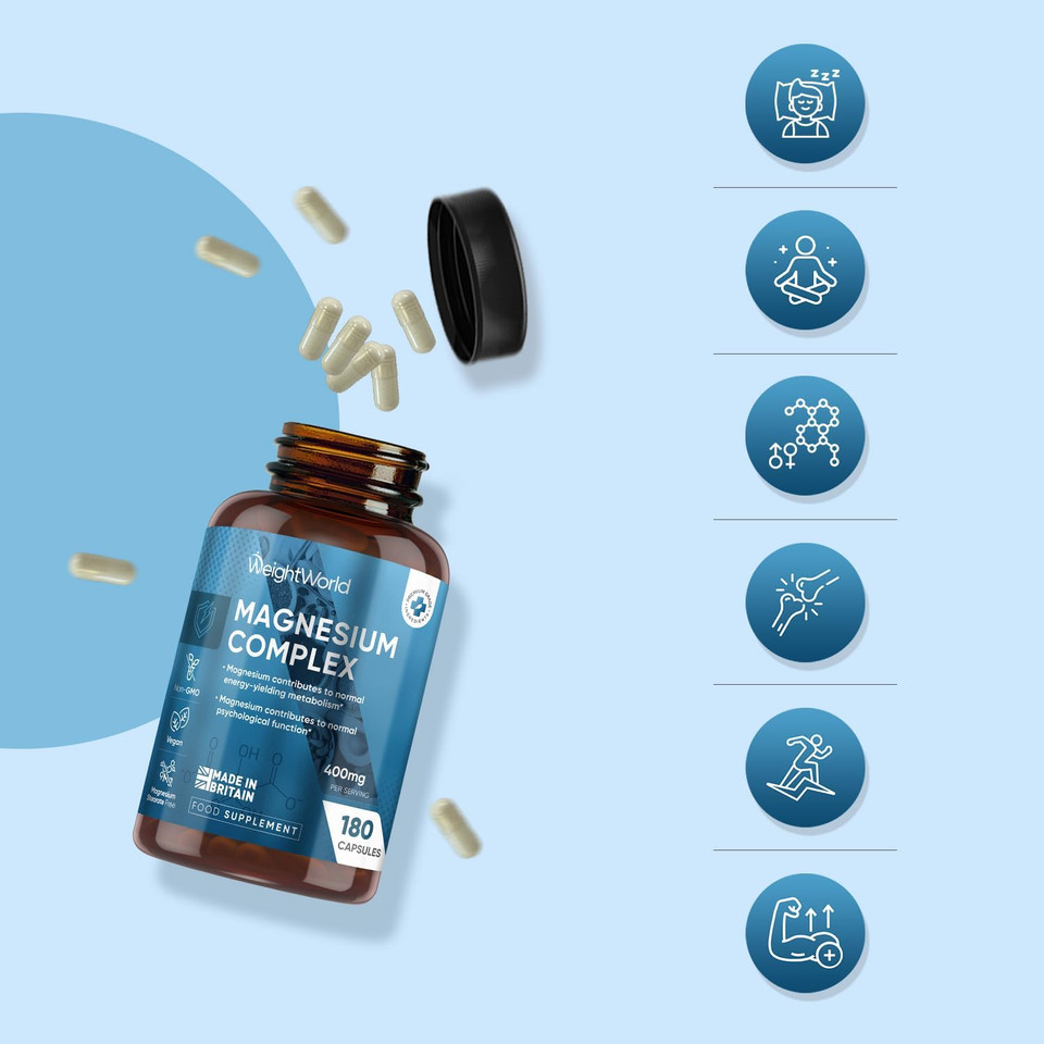 Magnesium Glycinate 4-in-1 Complex | 180 Capsules | 400mg Elemental Magnesium Per Serving | 3 Months Supply | with Citrate, Bisglycinate, Taurate & Malate | Vegan & Non-GMO | Made in Britain