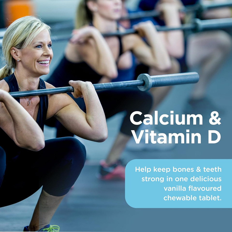 Healthspan Calcium & Vitamin D (240 Chewable Tablets) | High Strength Pure Calcium Supplement | Natural Source of Vitamin D3 | Added Vitamin K for Bone Health | Vanilla | Vegetarian