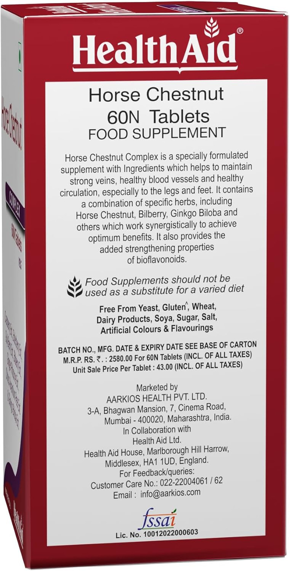 HealthAid V Vein Complex 60 Tablets