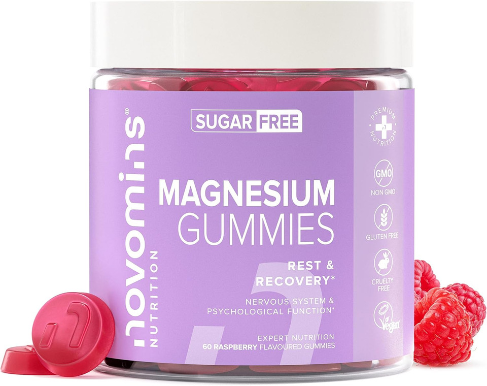 Magnesium Gummies  1636 mg Magnesium Citrate Providing 180mg of MG - Sugar Free - Vegan  1 Month Supply - Gluten Free - Chewable Supplements  Made by Novomins