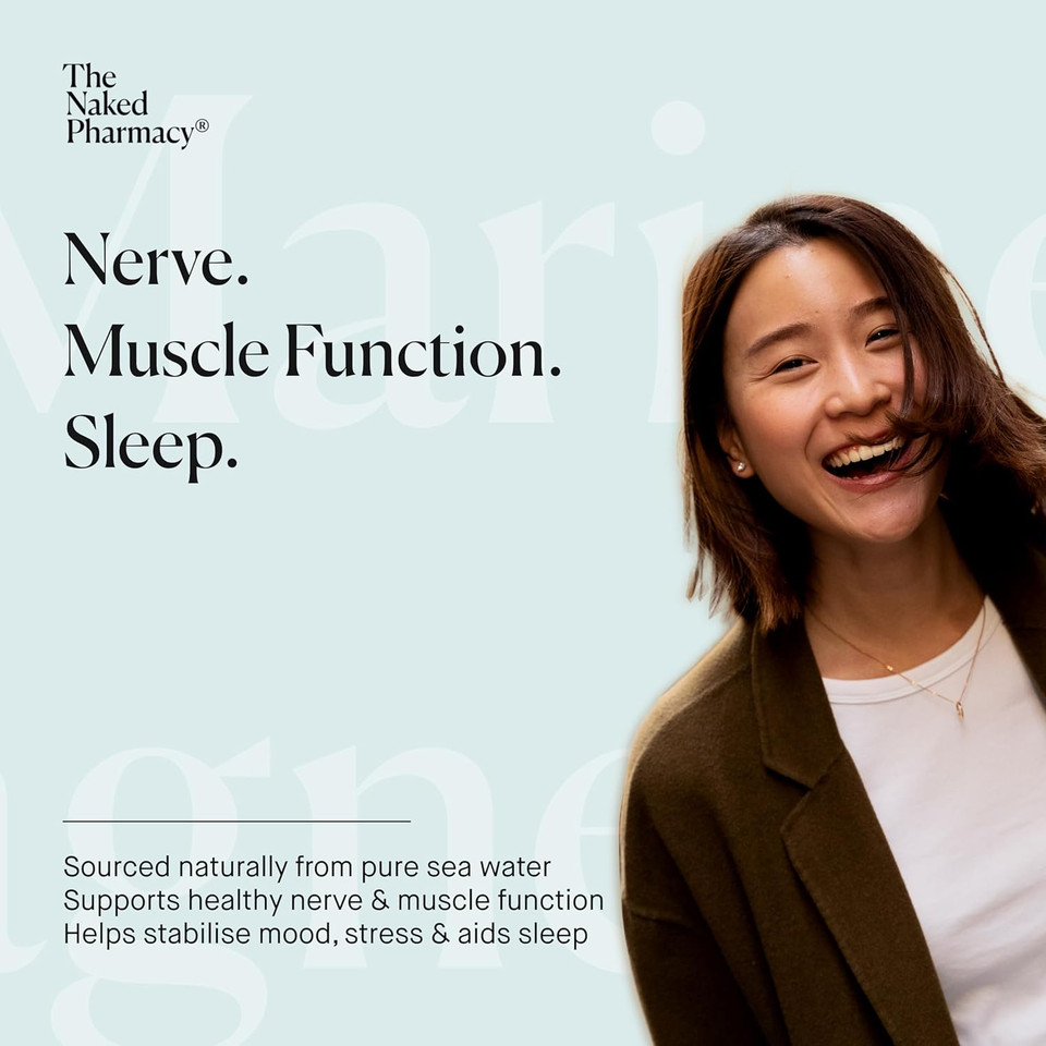 The Naked Pharmacy | Marine Magnesium | Sleep & Nerve/Muscle | Natural Supplements with Prebiotic Baobab | High Strength | No Additives | Vegan | 60 Capsules