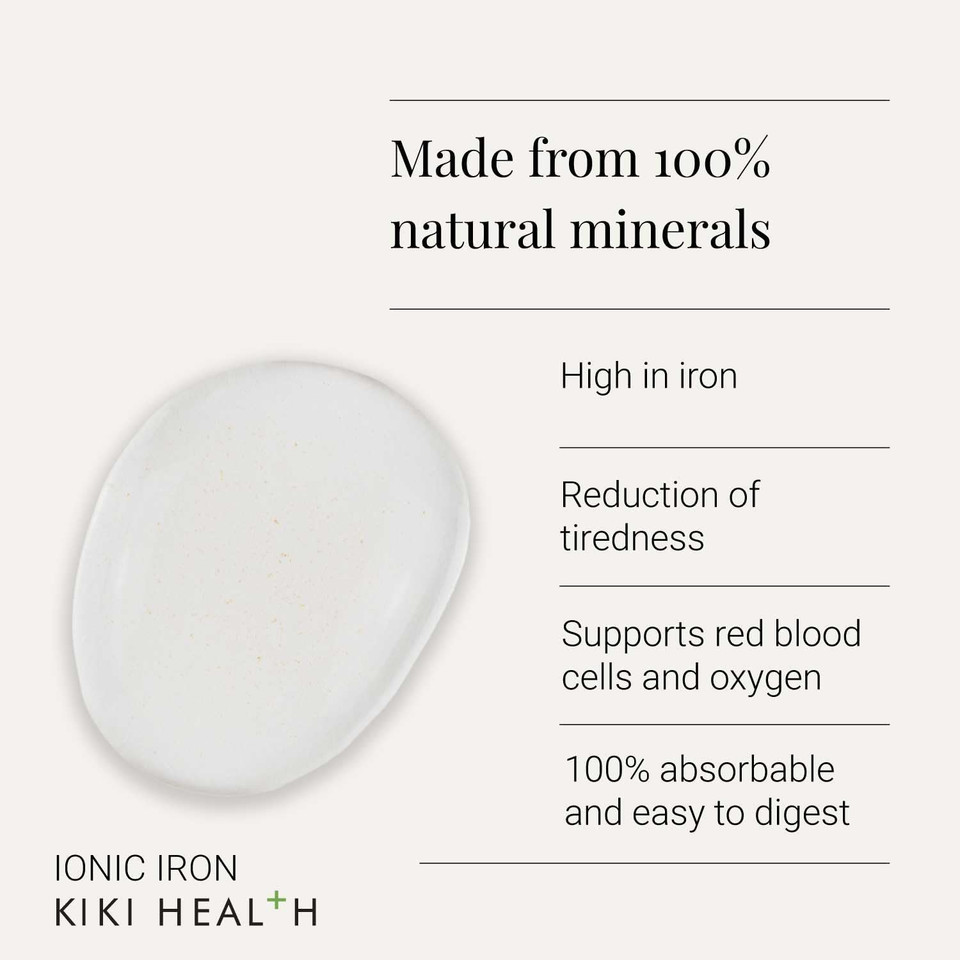 KIKI Health - Ionic Iron Liquid High Concentration Drops - 5mg Iron per Serving - 100% Natural Minerals for Optimal Mineral Balance - 50 millilitres