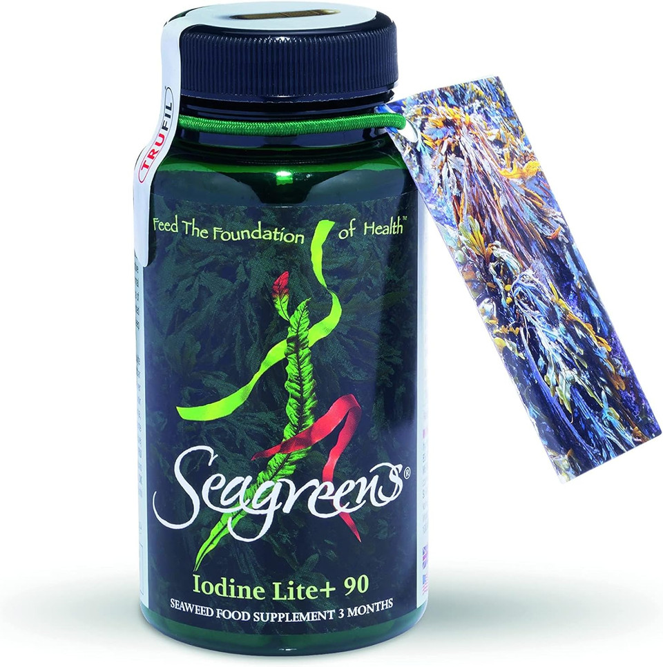 Seagreens Iodine Lite+ Supplements, 3 Month Supply, 150mcg Natural Iodine from Seaweed, Vegan Supplement for Kids & Adults, Radiation Support, Thyroid Health, 90 Capsules